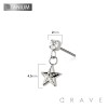 IMPLANT GRADE TITANIUM THREADLESS PUSH IN ROUND CZ DANGLE STAR TOP PART